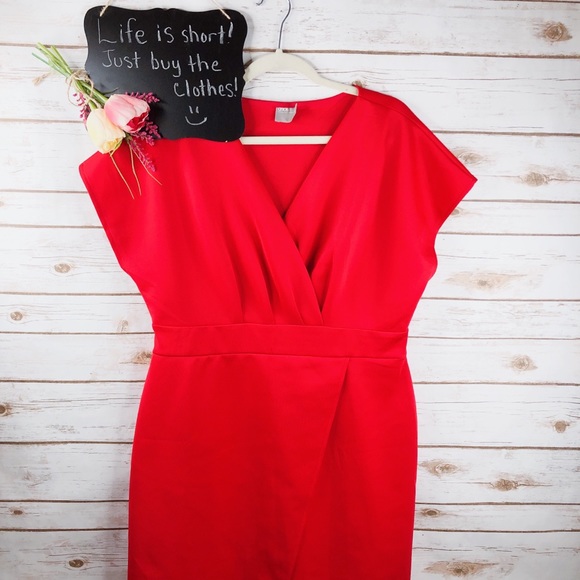 ASOS Dresses & Skirts - ASOS red faux wrap look cap sleeve dress**